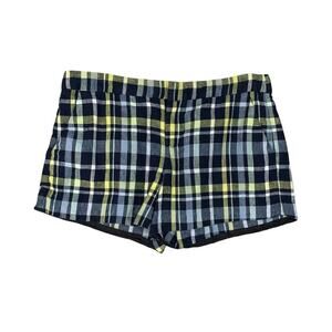 Joie Shorts Womens 4 Multi Merci Plaid Flat Front Pockets Linen Coton Lined